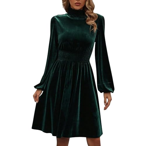 Strickkleid Damen, Strickkleid Damen Winter Herbst Winterkleid Damenkleid Winter Damen Kleider Minikleid Kleid Strickkleid Wollkleid Pulloverkleid Schwarz Strick Kleider Strickkleid (Grün,XL) von Generic