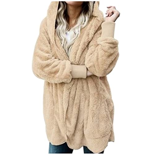 Strickkleid Damen, Wintermantel Wasserdicht Warm Pelz Mantel Czsalus Bolero Beheizte Weste Winter Jacke Mantel Jacke GläNzende Daunenjacke MäNtel Camouflage Softshelljacke (Beige-2, S) von Generic