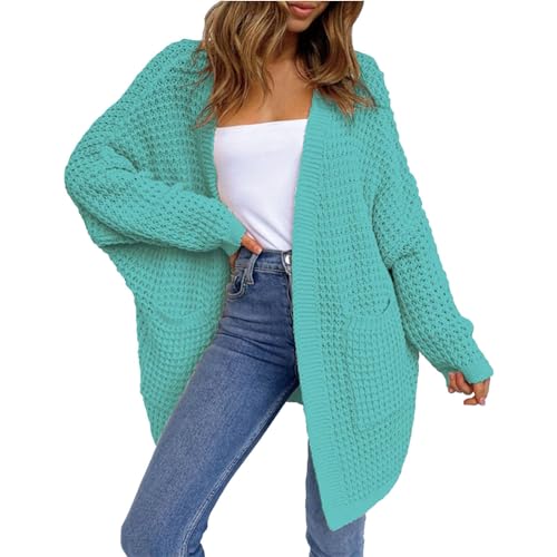 Strickmantel Damen Große Größen | Strickjacke Damen Warm Große Größen | Übergangsjacke Weit Wintermantel Cardigan Kuschelig Open Front Sweater Elegant Top Trenchcoat Elegant Strickpullover von Generic