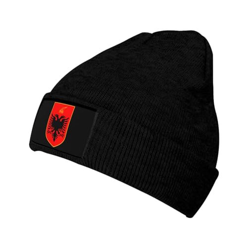 Strickmütze Wappen Von Albanien Schwarz Beanie Mütze Weich Beanie Hut Daily Cuffed Hats Für Running Camping Wandern von Generic
