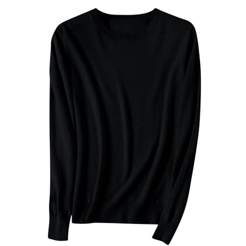 Strickpullover Damen Einfarbig Gestrickter Pulli Warmes Autumn Winter Basic Bluse Klassische Passform Strickpulli Rundhal Langarm Strick Blusentop Bequem Teenager Mädchen Oberteile von Generic