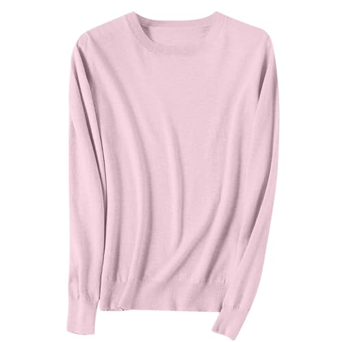 Strickpullover Damen Einfarbig Gestrickter Pulli Warmes Autumn Winter Basic Bluse Klassische Passform Strickpulli Rundhal Langarm Strick Blusentop Bequem Teenager Mädchen Oberteile von Generic