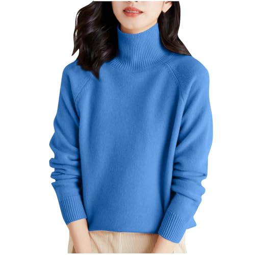 Strickpullover Damen Einfarbig Gestrickter Pullover V-Ausschnitt Strickpulli Warmes Langarm Strick Blusentop Klassische Passform Feinstrick Tops Autumn Winter Basic Bluse Teenager Mädchen Oberteile von Generic
