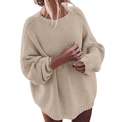 Strickpullover Damen Oversize Grobstrickpullover Zopfmuster Pullover Baumwolle Frühling Wollpullover Vintage Damenpullover Langarm Pulli MäDchen Y2k Sweater Langarmshirts Strickpulli von Generic