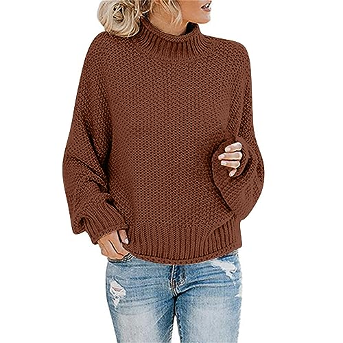 Strickpullover Damen Oversize Loose Pullover Grobstrick Winterpullover Strickpulli Sweater Elegant Rundhals Langarm Pulli Lose Einfarbig Pullover Stricken Oberteil Strickpulli(Yd D,4XL) von Generic