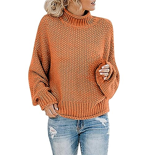 Strickpullover Damen Winter Rollkragen Oversized Fledermaus Langarm Sweatshirt Lose Grobstrick Casual Lose Colorblock Patchwork Langarm Pulli Sweater Oberteile Strickpulli(I A,5XL) von Generic