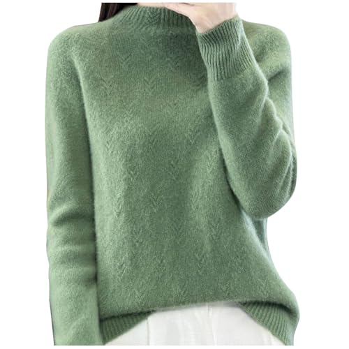 Strickpullover Für Damen 2024 Winter Mode Stilvoller Rollkragenpullover Warme Frauen Langarmshirt Einfarbig Lockere Passform Pulli 90Er Jahre Outfit Weißes Pullover von Generic