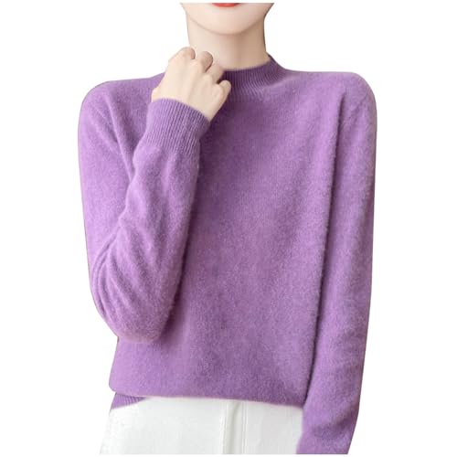 Strickpullover Für Damen Mode Winter Pullover Frauen Stilvoller Rollkragenpullover Langarm Einfarbig Pulli Warme Lockere Passform Langarmshirt 90Er Jahre Outfit Rollkragenpullover von Generic