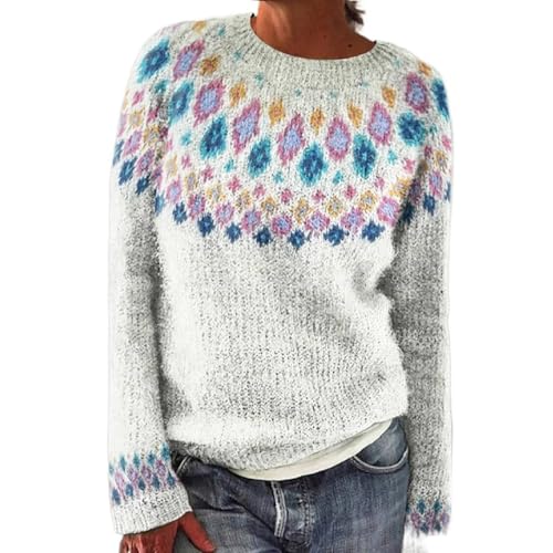 Strickpullover Norweger Damen Oversize Pullover Damen Blauer Strickpullover Damen Dünne Pullover Damen Rollkragenpullover Damen Schwarz Wollpulli Damen EMP Pullover Damen Weihnachtpullover von Generic