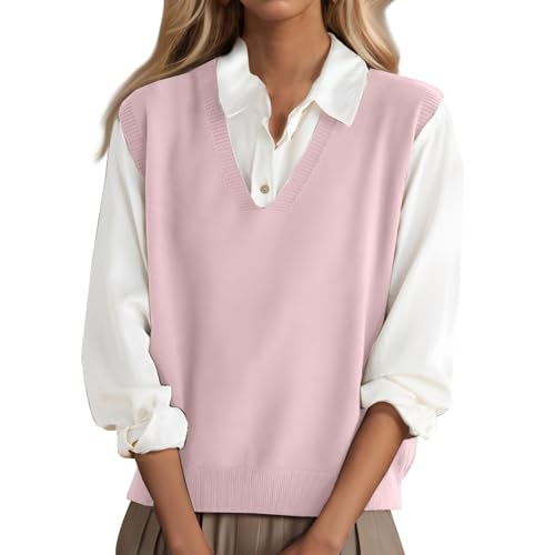 Strickweste Damen Gilet Damen Anzugweste Für Damen Lang Damen Gilet Schwarze Weste Damen Anzug Weste Damen Anzugweste Für Damen Blau Anzugweste Pullunder Damen Kurz Pink XXL von Generic