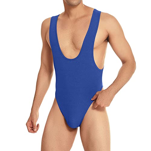 String Body Herren Erotik Wäsche Einteiler Unterhemd Stringbody Herrenbody Business Tanktop Männerbody Einteiler Bodysuit Reizunterwäsche Männer Sexy Unterwäsche Blau XL von Generic