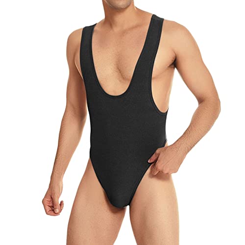 String Body Herren Erotik Wäsche Einteiler Unterhemd Stringbody Herrenbody Business Tanktop Männerbody Einteiler Bodysuit Reizunterwäsche Männer Sexy Unterwäsche Schwarz S von Generic