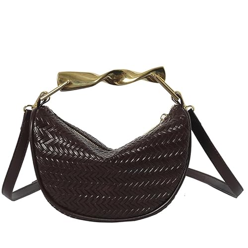 Stroh Umhängetasche Mode gewebte Handtasche mit Metallgriff für Frauen (Kaffee) (Kaffee) von Generic