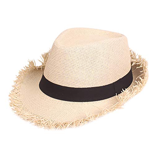 Strohhut Herren und Damen geflochten und ausgefranst Sommerhut Damen und Herren Sonnenhut Strandhut Hawaii Hut - ideal für den Urlaub am Strand Garten oder Sommer Partys von Generic