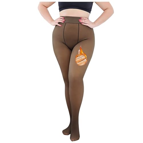 Strumpfhosen Damen Winter Grosse Grössen Damen Plus Size Warme Strumpfhose Fleece Gefüttert Thermo Strumpfhose Große Größen Stretch Blickdicht Pantyhose Thermostrumpfhose Perfekt für Mollige Frauen von Generic