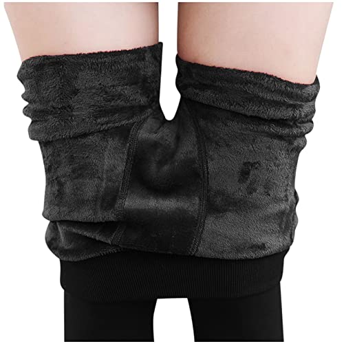 Strumpfhosen FüR MäDchen Perfekt Beine abnehmen Gefälschte durchscheinend wärmende Thermo Strumpfhose für Damen Plüschstrümpfe Pantyhose Warmer Leggings Sport Tight (Z6-Black, One Size) von Generic