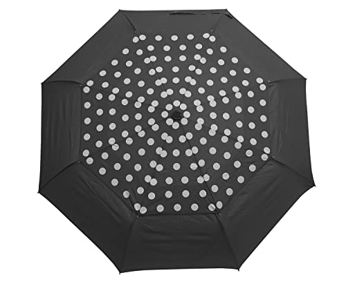 Sturmfester Regenschirm Taschenschirm Auf-Zu-Automatik klein leicht (Schwarz Punkte) von Generic