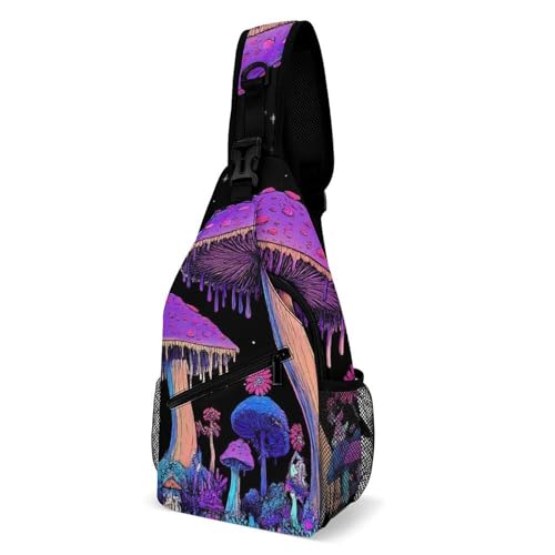 Stylisch Sling Rucksack Trippy Pilz Mond Kunst Brusttasche Anti-Diebstahl,Elegant Crossbody Bags für Sport Herren Einkaufen von Generic