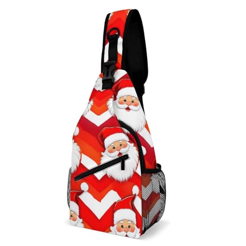 Stylisch Umhängetasche Weihnachten Weihnachtsmann Rot Sling Bag Verstellbarer,Elegant Schultertasche für Outdoorsport Reisen Kletternoutdoor von Generic