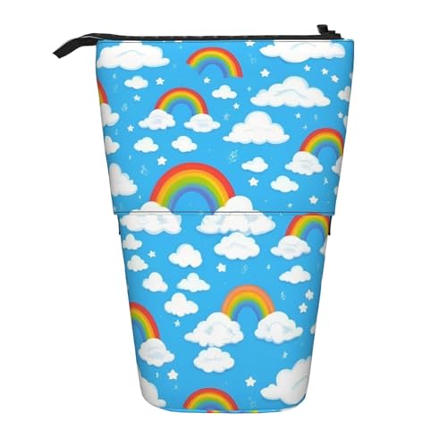 Stylisches Bleistiftetui Regenbogen Wolken Regentropfen Federtasche Premium Mäppchen für Unisex Student Erwachsener von Generic