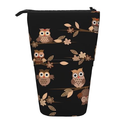 Stylisches Federmappe Niedlicher brauner Cartoon-Eulen-Druck Stiftemappe Praktischem Bleistiftetui für Erwachsene Kinder Teenager von Generic