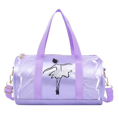 Süße Ballett-Tanztasche für, Tutu-Kleid, Tanztasche, personalisierte für Mädchen, Ballerina-Reisetasche Funktionsshirt Damen Langarm Mit Taschen (Purple, One Size) von Generic