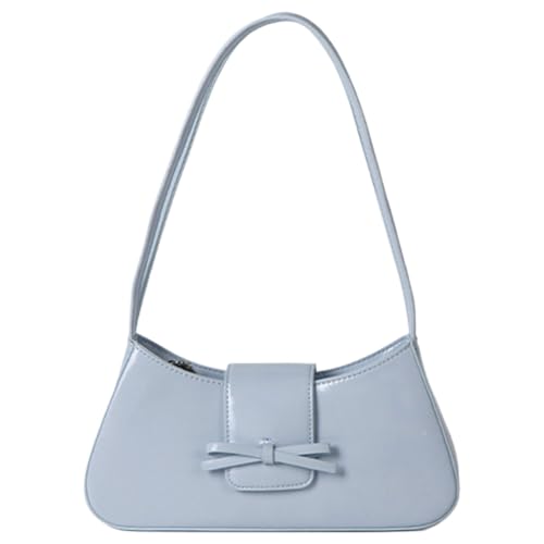 Süße Bogen Umhängetasche PU Leder -Modehandtasche mit Reißverschluss Alltags Geldbeutel Trendy Achselbeutel for Frauen und Mädchen (blau Pink) von Generic