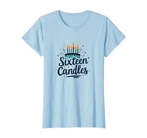 Süße Feier zum 16. Geburtstag mit sechzehn Kerzen T-Shirt, Damen, Himmelblau, M von Generic