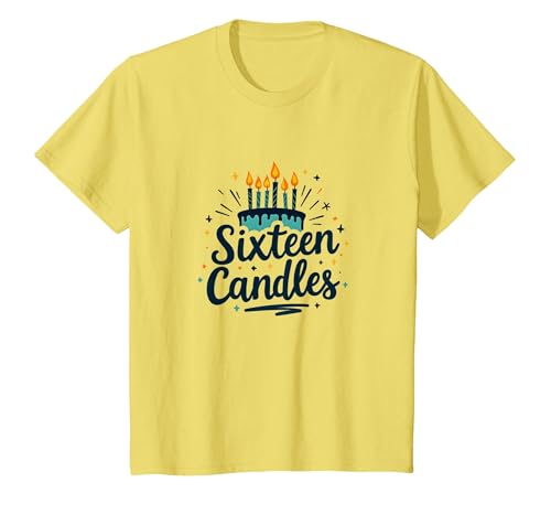Süße Feier zum 16. Geburtstag mit sechzehn Kerzen T-Shirt, Kinder, Gelb, 92 von Generic