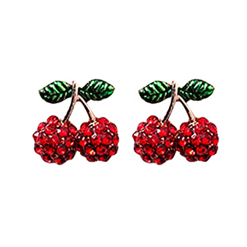 Süße Rettich Ohrringe Kirsche Ohrringe Rot Ohrstecker Set für Frauen Mädchen S925 Silber Ohrstecker für Frauen Ohrringe mit weichen Ohrsteckern Edler Schmuck für Partys und Aquamarin Ohrringe von Generic
