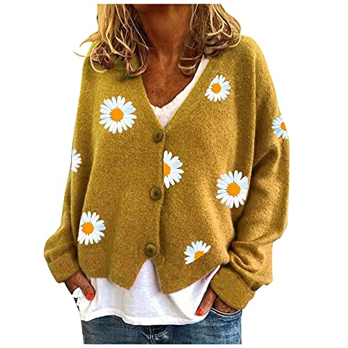 Süße Strickjacke Damen Mit Blumen - Strickjacken Für Damen Mit Blumen - Elegant Übergangsjacke Strick Jacke Kurze Bolero Strickcardigan Bolerojacke Kurz Festliche Boleros Cardigan Langarm Baumwolle von Generic