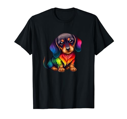 Süßer Dackel Wiener Wurst Hund Mama Papa bunter Dackel T-Shirt von Generic