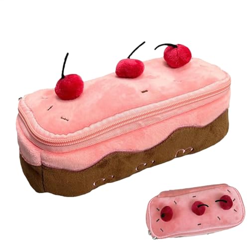 Süßes Federmäppchen, süßes Federmäppchen - Spezielles Federmäppchen mit großem Fassungsvermögen, Pink Cherry Federmäppchen | Weiches Federmäppchen, Federmäppchen für Mädchen, Federmäppchen für Radierg von Generic