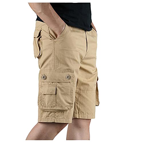 Summer Color Herren Multi-Pocket-Overalls Freizeit Fashion-Solid-Hosen und Herrenhosen Beintaschen (Khaki, XL) von Generic