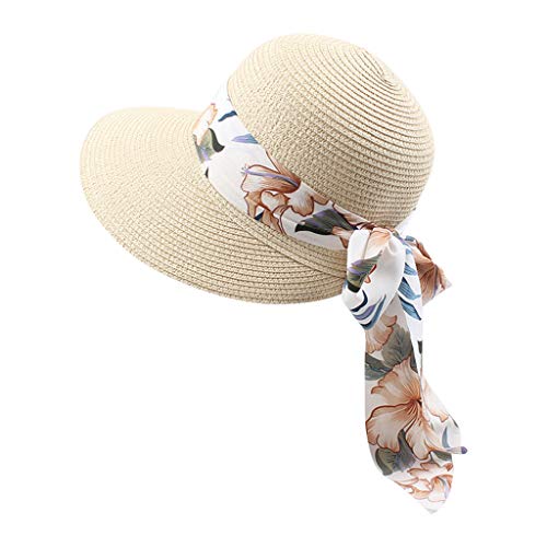 Summer hat Beach Floppy-Hut Rolle Frauen Mützen UPF50 nach Oben Faltbare Stroh Sun Baseballmütze Petri Anglerhut von Generic