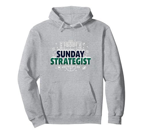 Sunday Strategist: Fantasy Football Herren Spielplan Pullover Hoodie, Unisex für Erwachsene, Grau Meliert, L von Generic