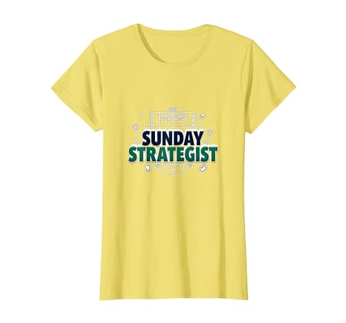 Sunday Strategist: Fantasy Football Herren Spielplan T-Shirt, Damen, Gelb, XS von Generic