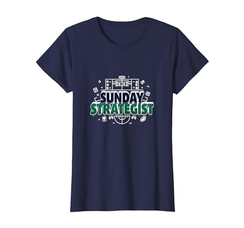 Sunday Strategist: Fantasy Football Herren Spielplan T-Shirt, Damen, Marineblau, XS Sunday Strategist: Fantasy Football Herren Spielplan T-Shirt, Damen, Marineblau, XS von Generic