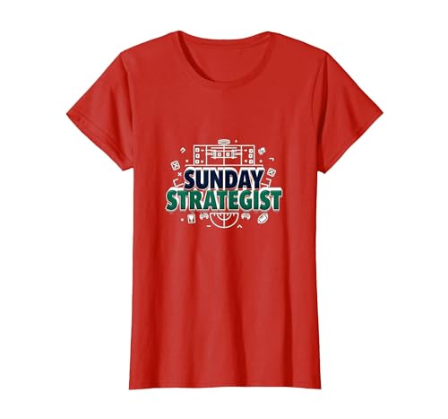 Sunday Strategist: Fantasy Football Herren Spielplan T-Shirt, Damen, Rot, XS von Generic