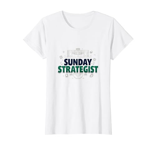 Sunday Strategist: Fantasy Football Herren Spielplan T-Shirt, Damen, Weiß, XS Sunday Strategist: Fantasy Football Herren Spielplan T-Shirt, Damen, Weiß, XS von Generic