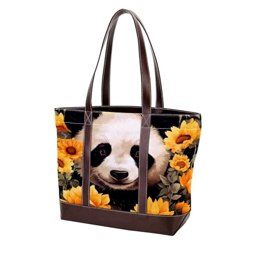 Sunflower Panda-584 modische Damen-Schultertasche aus gewaschenem strapazierfähigem Leder mit Tragegriff oben mit Taschen und Reißverschluss, Multicolor 01, 33.8x12x31cm/13.3x4.7x12.2 in von Generic