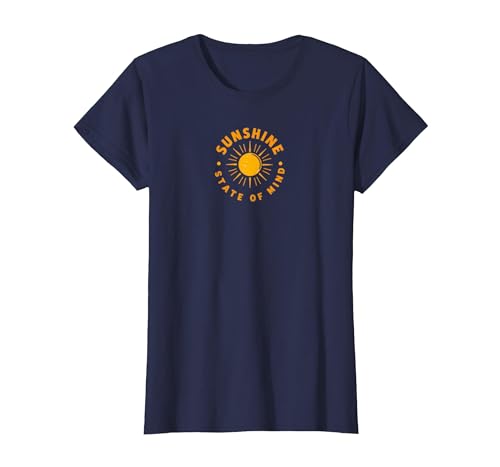 Sunshine State of Mind: Sun Positive Vibes im Retro-Look T-Shirt, Damen, Marineblau, L von Generic