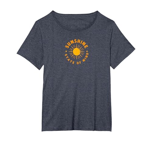 Sunshine State of Mind: Sun Positive Vibes im Retro-Look T-Shirt, Damen Große Größen, Blau Meliert, 4X von Generic