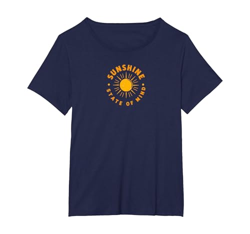 Sunshine State of Mind: Sun Positive Vibes im Retro-Look T-Shirt, Damen Große Größen, Marineblau, 6X von Generic