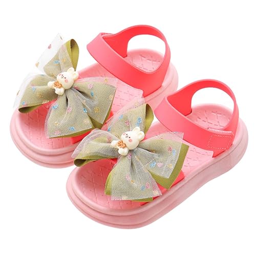 Super Fit Sandale Mode Frühling Sommer Zehe einfarbig Schleife Kinder Freizeitschuhe Kids 35 (Pink, 33 Big Kids) von Generic