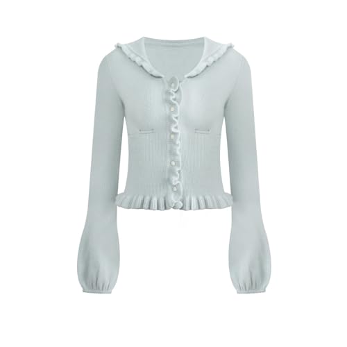 Super süßer Mädchen-Strickpullover aus Samt mit Schnürung am Rücken und Pilzmotiv – Blau – M von Generic