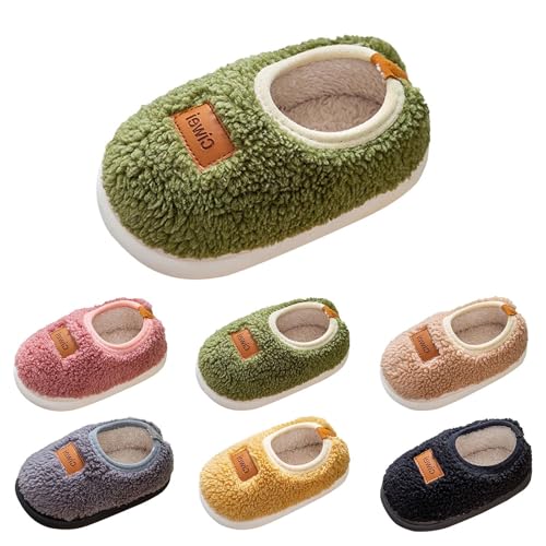 Superfit Hausschuhe Jungen Mädchen Winter Warme Home Indoor Gefüttert Plüsch Pantoffeln Geschlossen Kinder Weiche Bequem rutschfeste Hausschuhe Flauschig (Green, 32) von Generic