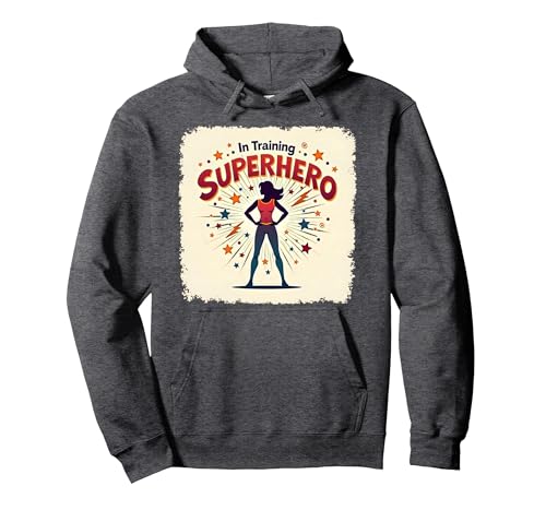 Superheld in Training Empowering Women Retro Comic Style Pullover Hoodie, Unisex für Erwachsene, Anthrazit Meliert, XL von Generic