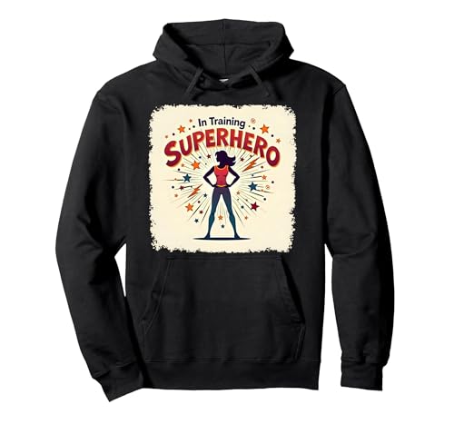 Superheld in Training Empowering Women Retro Comic Style Pullover Hoodie, Unisex für Erwachsene, Schwarz, XXL von Generic
