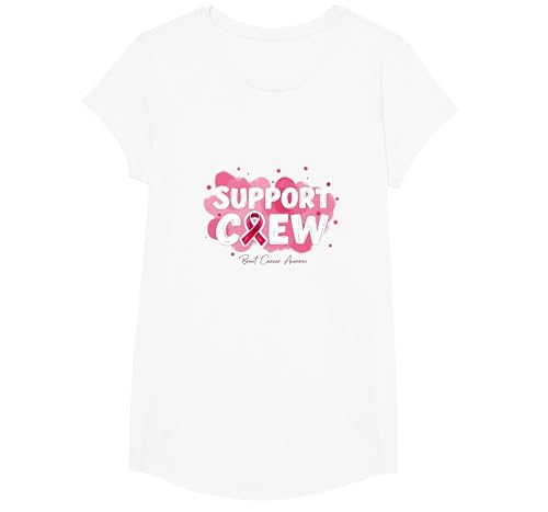 Support Squad Schleifenband für Brustkrebs-Bewusstsein T-Shirt, Girls, Weiß, XS Support Squad Schleifenband für Brustkrebs-Bewusstsein T-Shirt, Girls, Weiß, XS von Generic